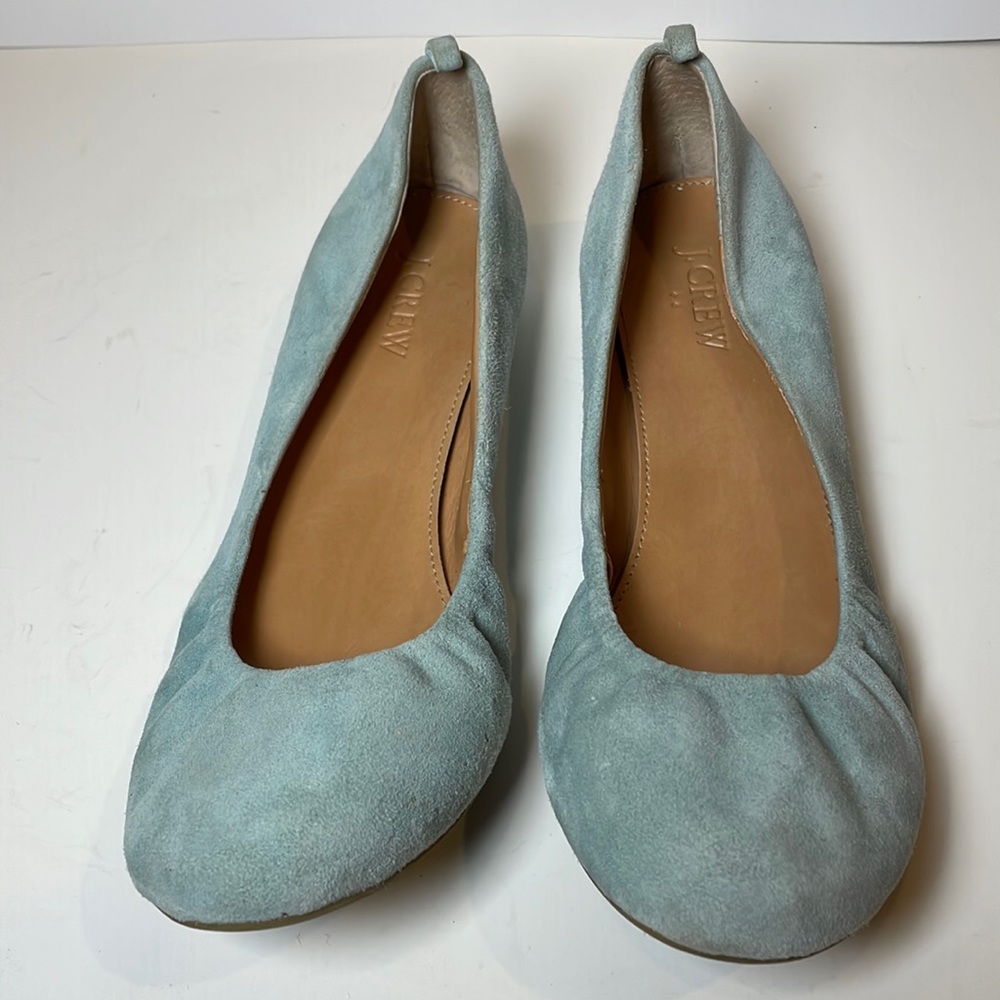J Crew Suede Sea-foam Blue Green Ballet Flats - Casual Everyday Stylish Shoes